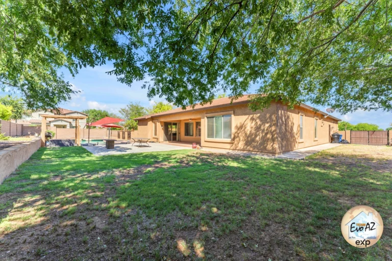 Backyard with covered patio