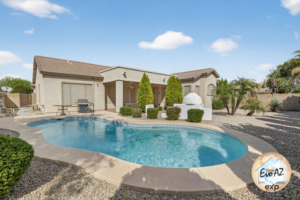Single level Mesa AZ home with private pool and 3 car garage