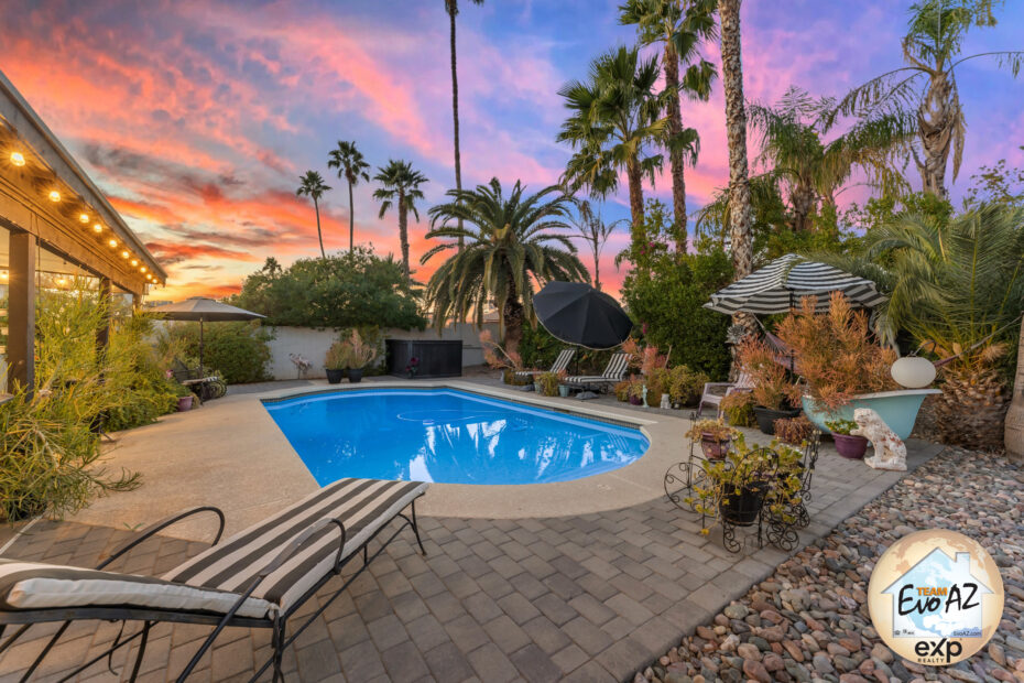 Backyard of Scottsdale AZ No HOA with pool home